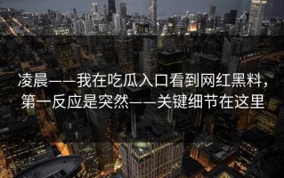 凌晨——我在吃瓜入口看到网红黑料，第一反应是突然——关键细节在这里