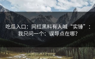 吃瓜入口：网红黑料有人喊“实锤”：我只问一个：误导点在哪？