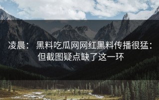 凌晨： 黑料吃瓜网网红黑料传播很猛： 但截图疑点缺了这一环