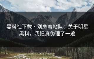 黑料社下载 · 别急着站队：关于明星黑料，我把真伪理了一遍