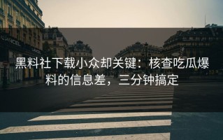 黑料社下载小众却关键：核查吃瓜爆料的信息差，三分钟搞定