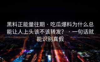 黑料正能量往期 · 吃瓜爆料为什么总能让人上头该不该转发？ · 一句话就能识别真假