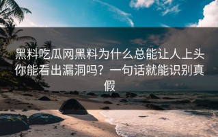 黑料吃瓜网黑料为什么总能让人上头你能看出漏洞吗？一句话就能识别真假