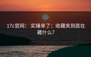 17c官网： 实锤来了：收藏夹到底在藏什么？