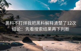 黑料不打烊我把黑料解释清楚了12次结论：先看搜索结果再下判断
