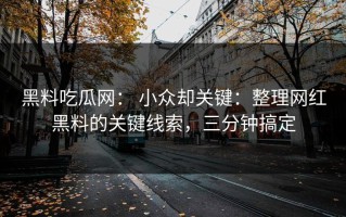 黑料吃瓜网： 小众却关键：整理网红黑料的关键线索，三分钟搞定