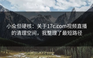 小众但硬核：关于17c.com视频直播的清理空间，我整理了最短路径