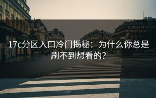 17c分区入口冷门揭秘：为什么你总是刷不到想看的？