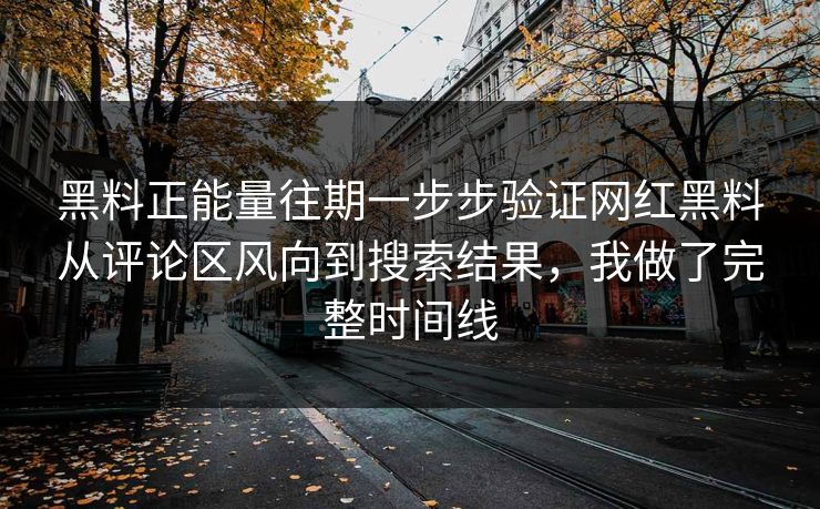 黑料正能量往期一步步验证网红黑料从评论区风向到搜索结果，我做了完整时间线-第1张图片-17c一起草最新 - 高清短视频平台