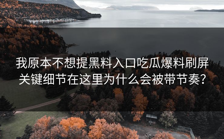 我原本不想提黑料入口吃瓜爆料刷屏关键细节在这里为什么会被带节奏？-第1张图片-17c一起草最新 - 高清短视频平台