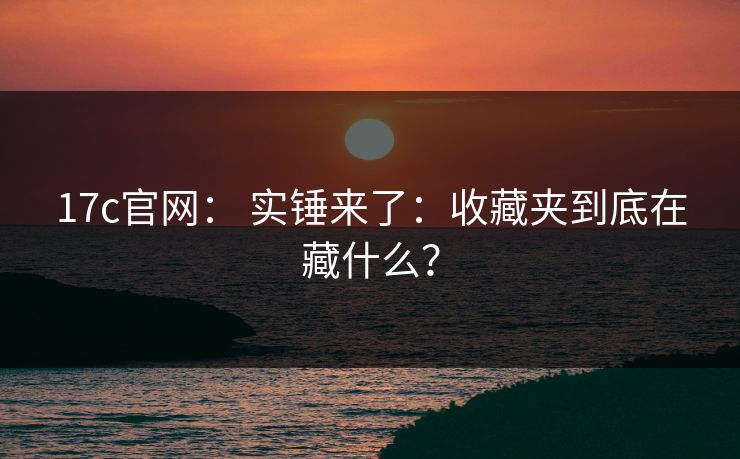 17c官网： 实锤来了：收藏夹到底在藏什么？-第1张图片-17c一起草最新 - 高清短视频平台